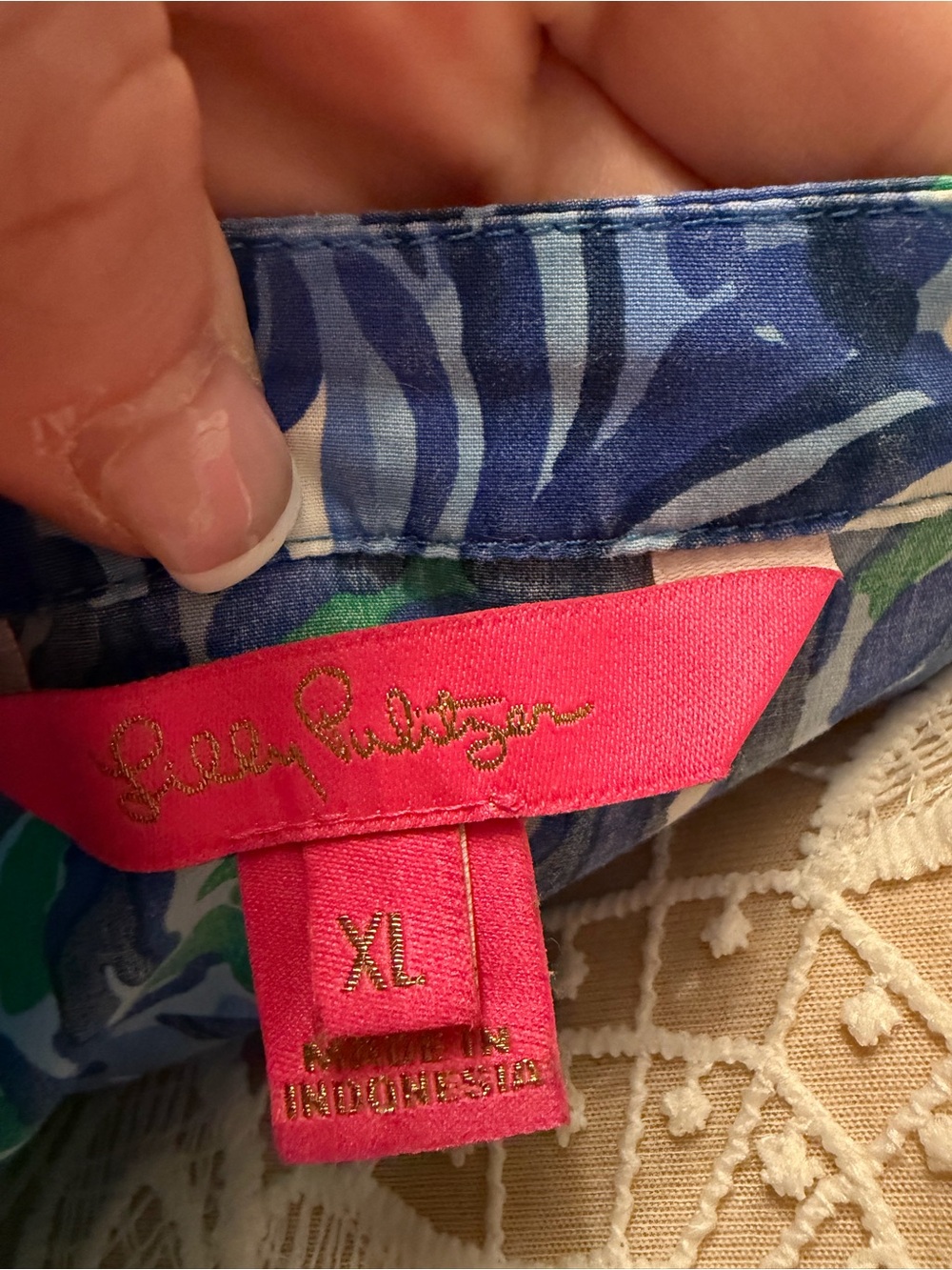 Lilly Pulitzer Floral V-Neck Long-Sleeve Blouse in Blue and Green - Picture 5 of 5